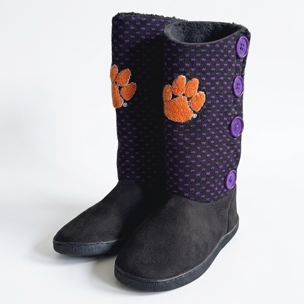 Clemson Tigers NCAA Women Slipper Boots Paw Print  L 9-10 College Game Day Cozy